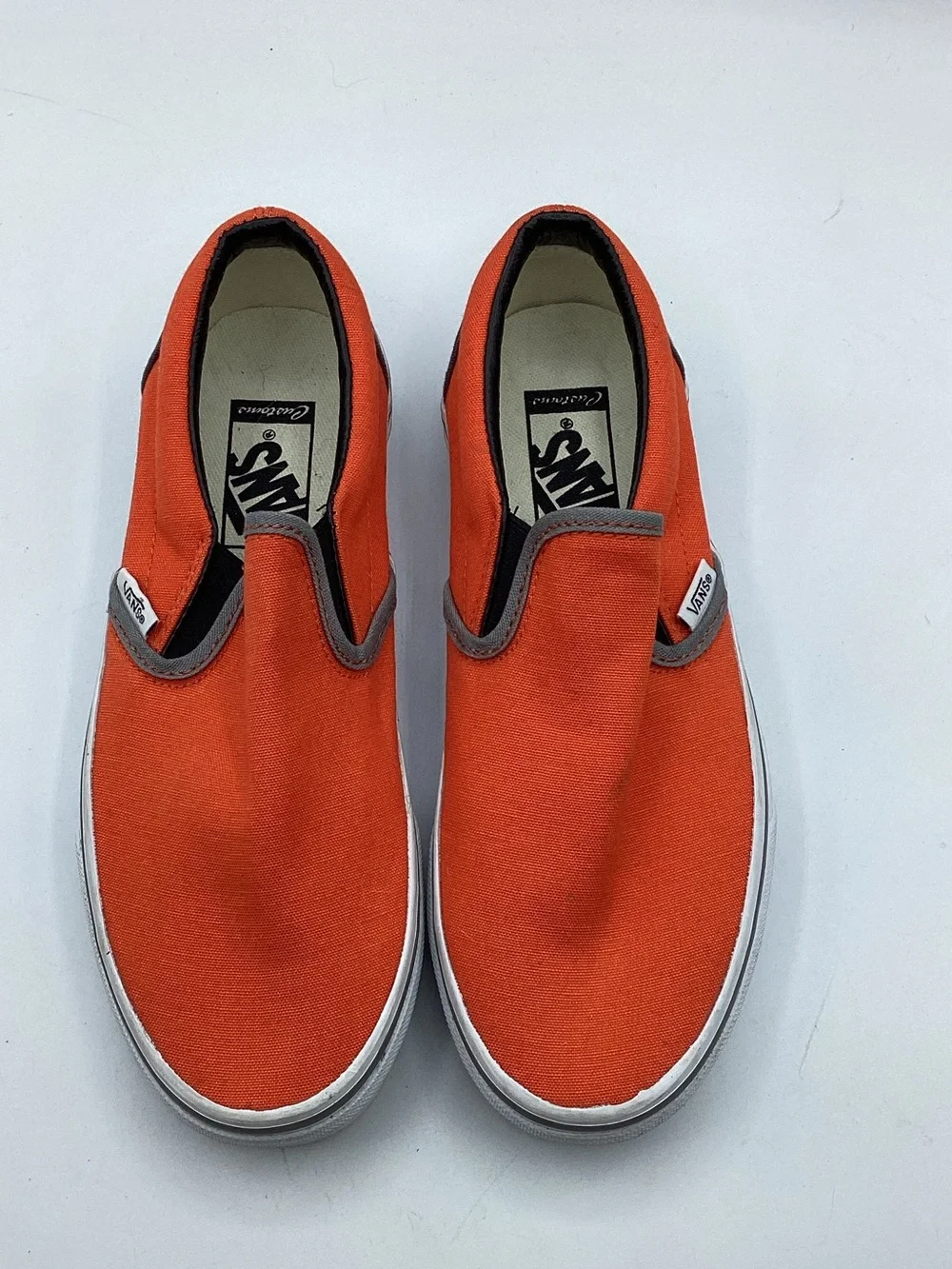 Vans Women’s Slip-On Canvas Sneaker — Orange & Gray